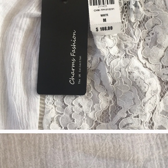 LF white crochet bell sleeve off shoulder crop top - Picture 8 of 10